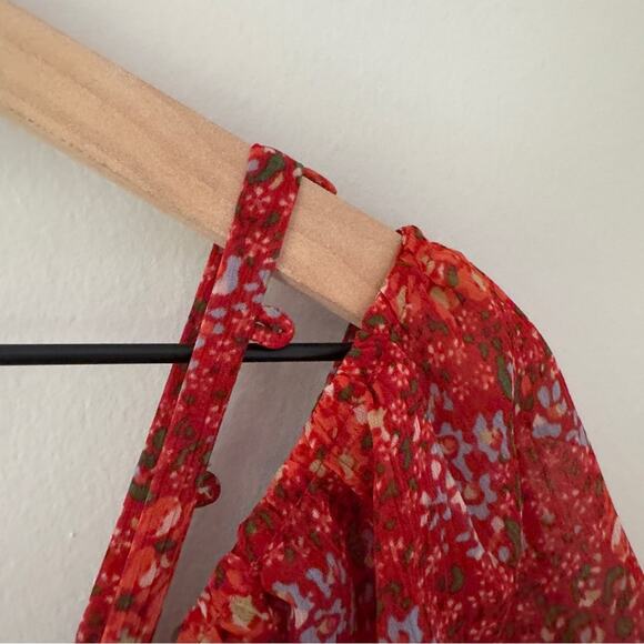 Rebecca Minkoff Lynne Dress Floral Tiered Ruffle Dress Cold Shoulder Cutout Mini - Picture 10 of 14